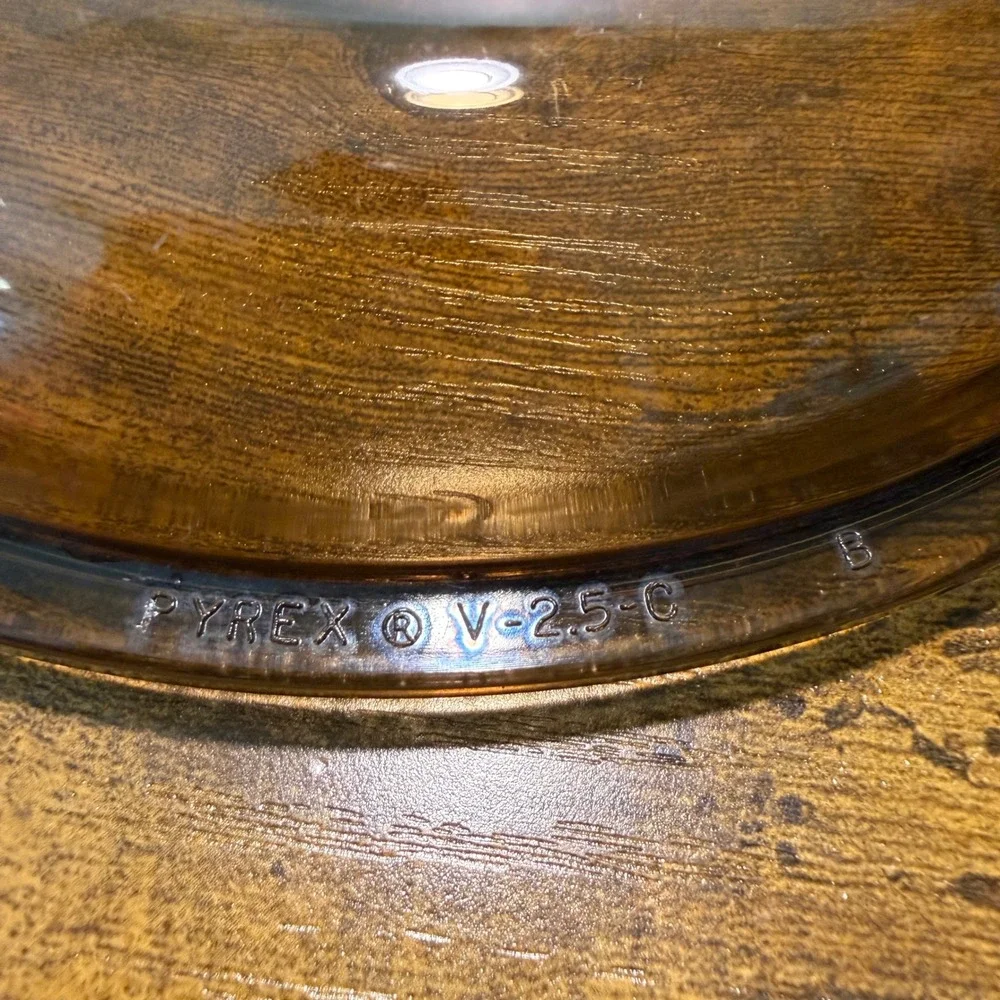 Vtg Pyrex Visions Amber Glass Replacement Lid V-25-C B 14 Round Brown 8.5